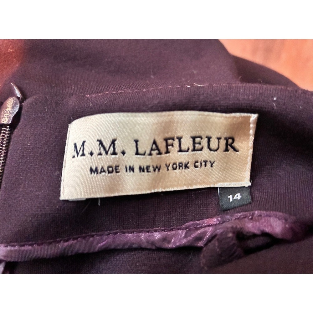 MM LaFleur Soho Skirt Plum Purple Midi Tailored perfect luxurious Size 14 - Picture 3 of 6